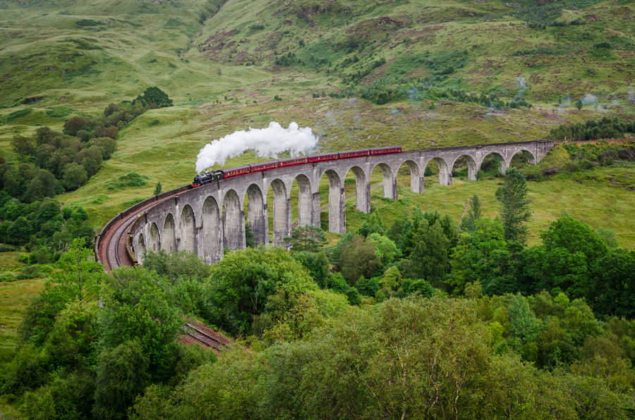 A train on an impressive bridge for my what to pack for scotland in winter article